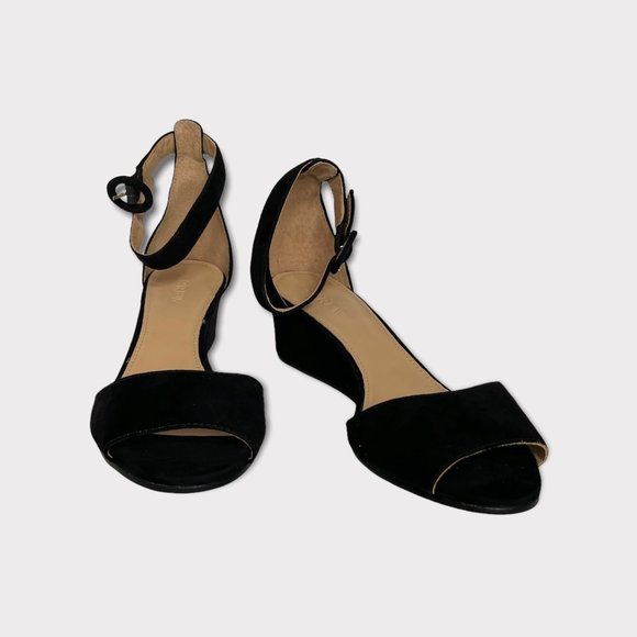 J. Crew Laila Suede Wedge in Black Size 6 NIB - Picture 10 of 10